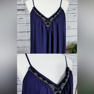 NWOT Express Purple Slip Dress with Bead Detail V-Neck